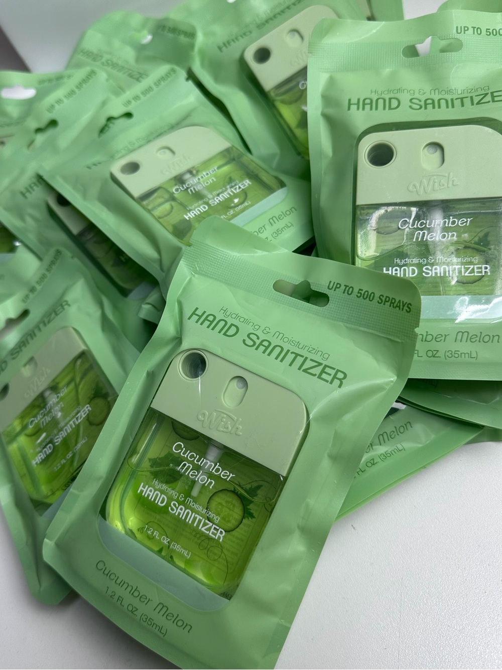 16 New Wish Cucumber Melon individually Sealed Hand Sanitizer 1.2 fl oz each